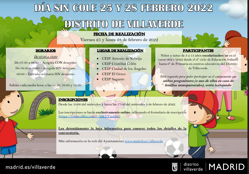 DÍAS SIN COLE DEL 25 Y 28 DE FEBRERO 2022 – HOJA INFORMATIVA