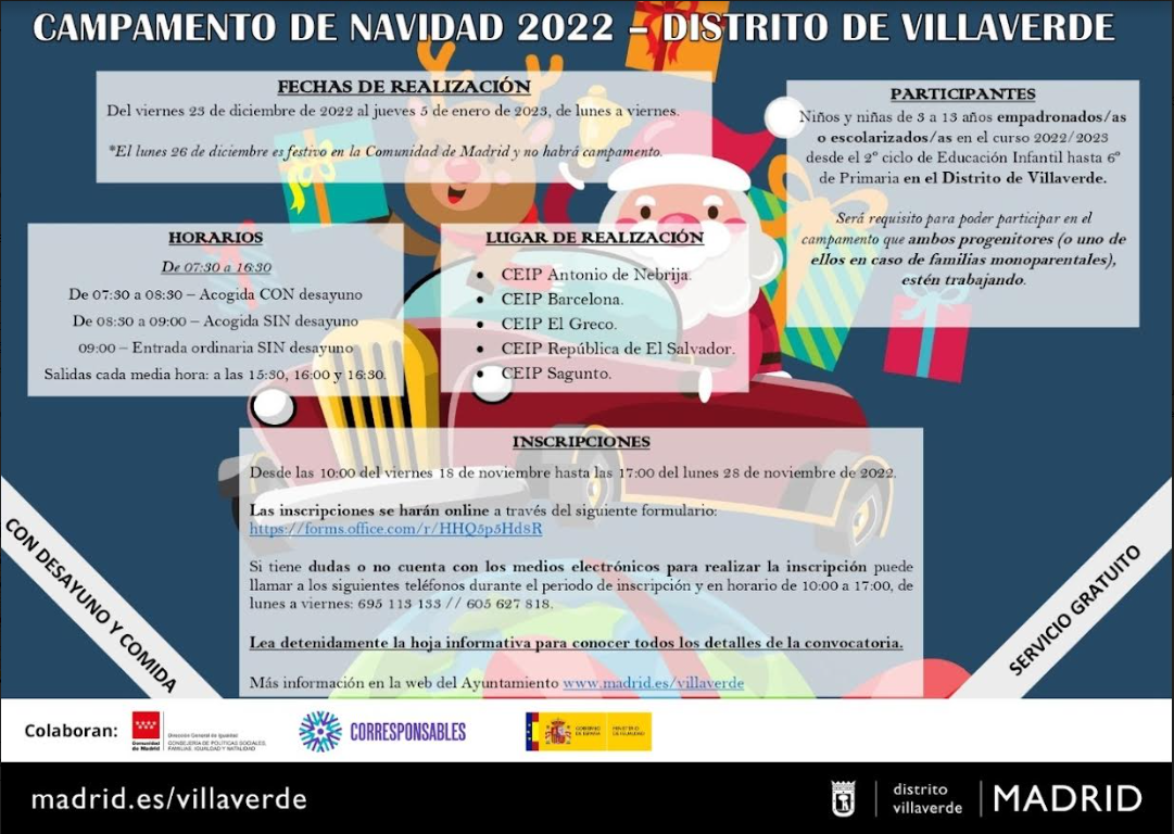 Campamento Urbano de Navidad 2022/23. Distrito de Villaverde.