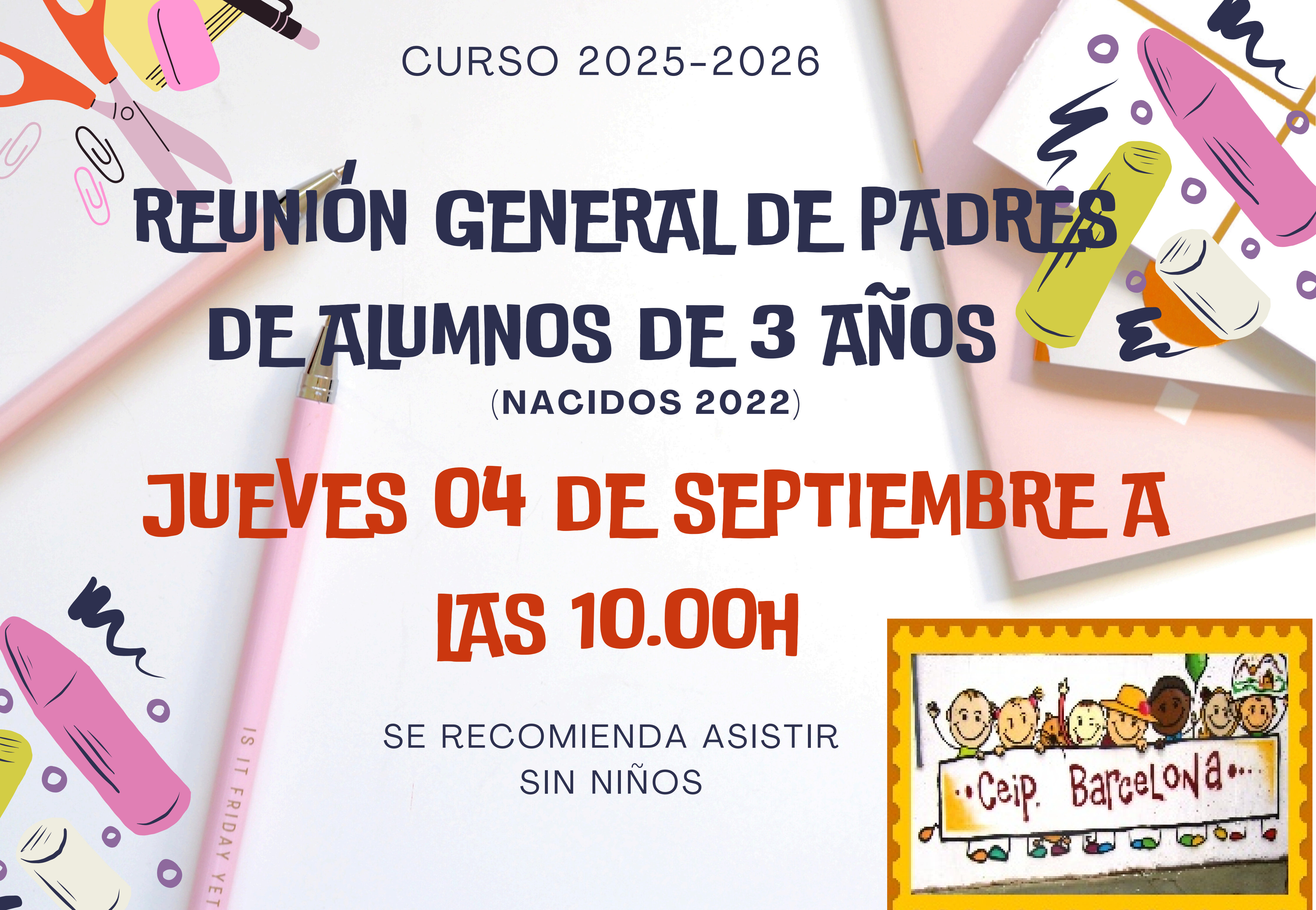 Reunión general de padres de alumnos de 3 años curso 25-26