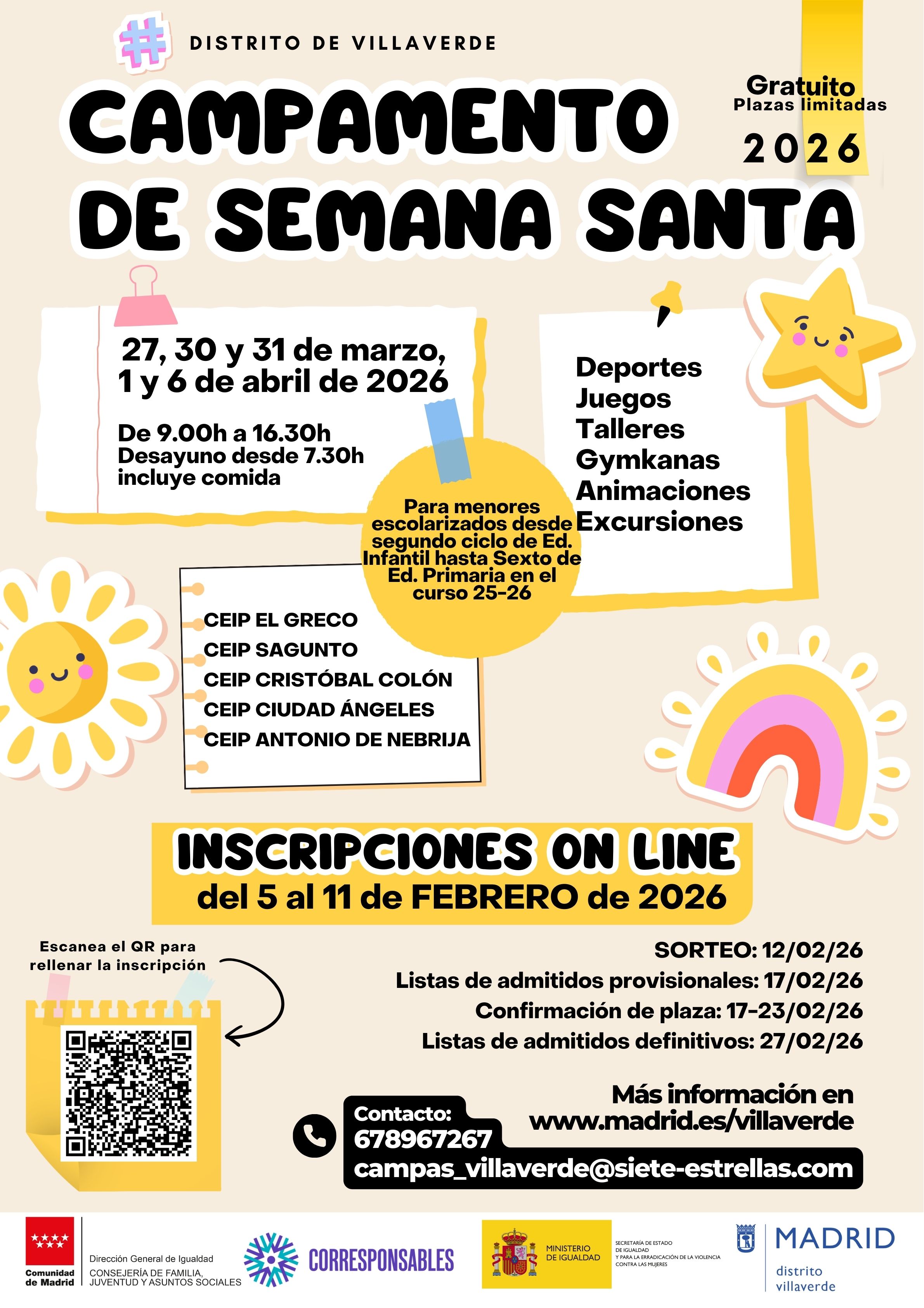 CAMPAMENTO SEMANA SANTA 2026 DISTRITO DE VILLAVERDE