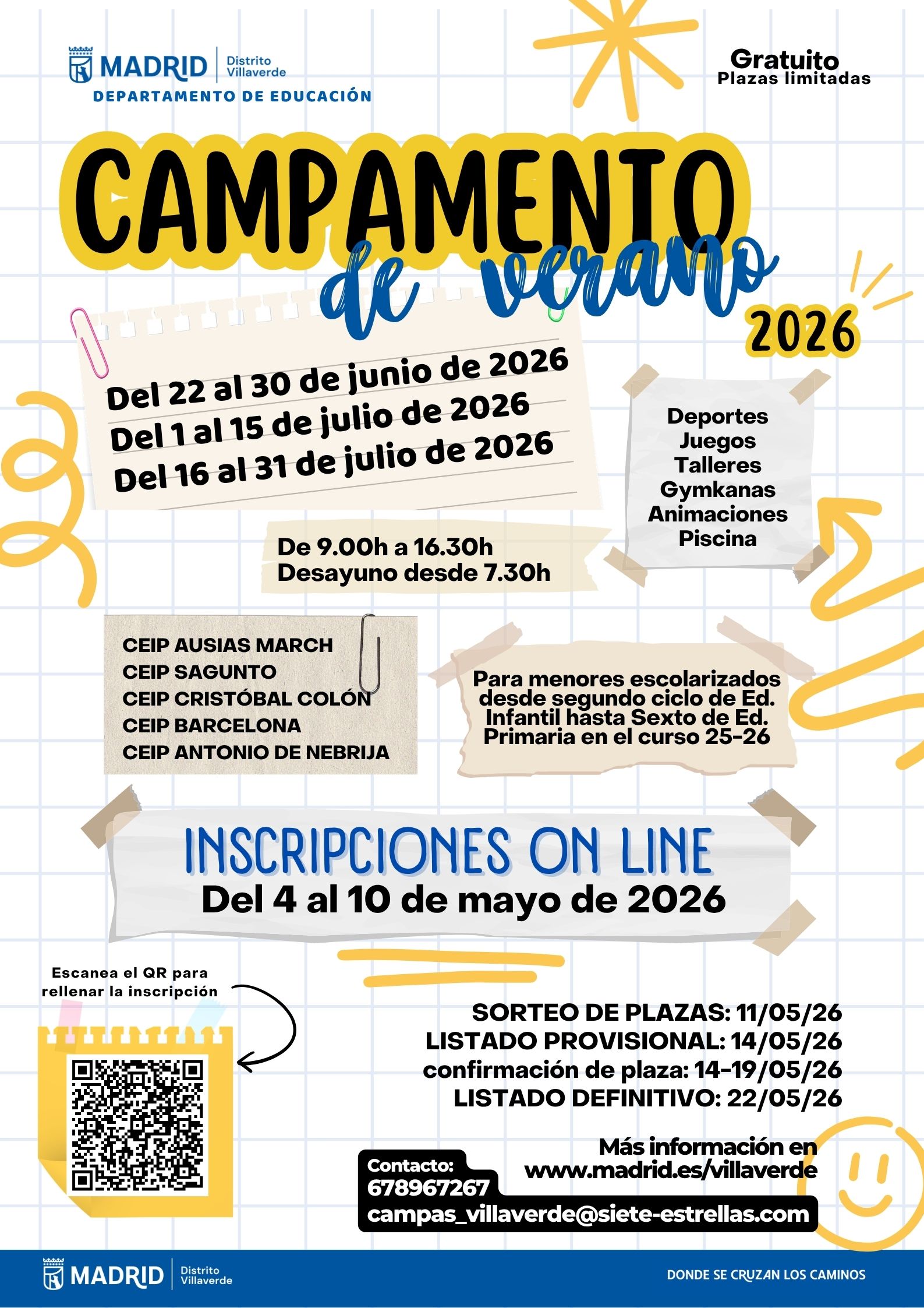 CAMPAMENTOS VERANO 2026 DISTRITO DE VILLAVERDE